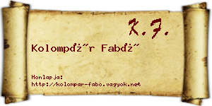 Kolompár Fabó névjegykártya